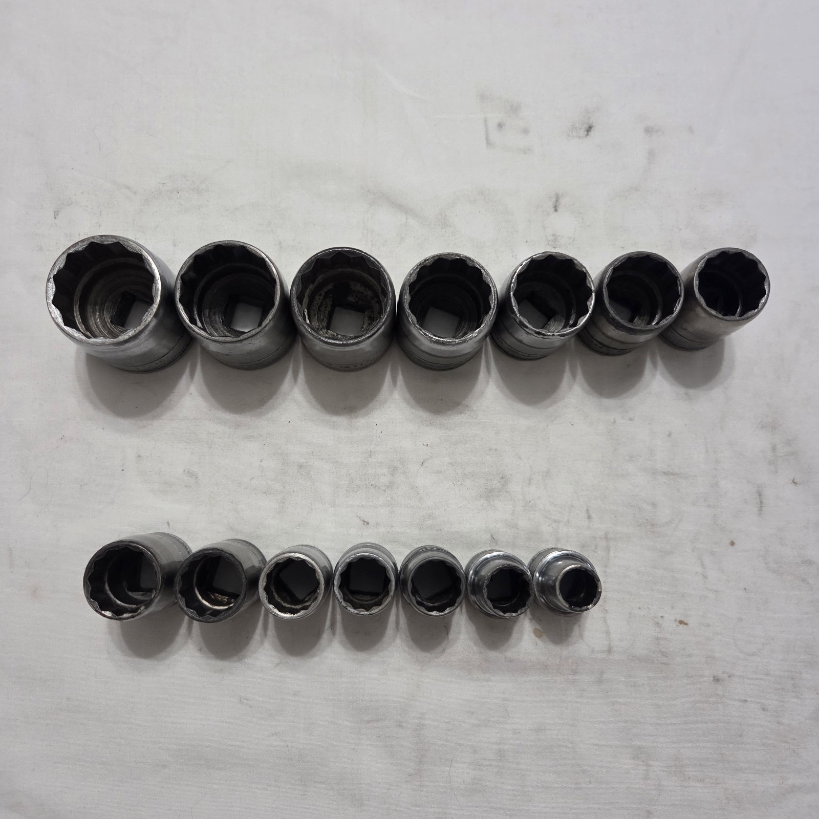 Vintage SK Tools 14pc 7/16″ – 1-3/16″ 12pt SAE Socket Set 1/2″ Drive Made In USA