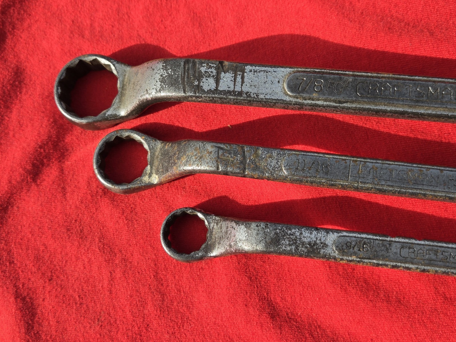 Vintage 1930’s Craftsman 3pc SAE Offset Box End Wrenches CI Made in USA