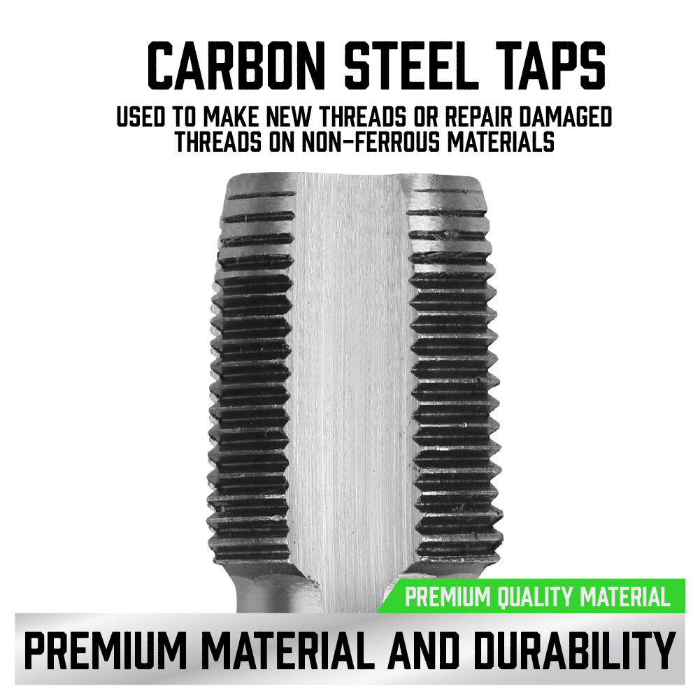 5 Piece 18 / 14 NPT Pipe Tap Set 1/8″ 1/4″ 3/8″ 1/2″ 3/4″ Carbon Steel With Case