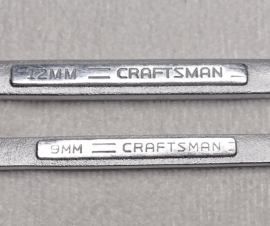 2pc Craftsman -VV- 12Pt Metric Combination Wrench Lot, 12mm; 9mm (42916; 42913)