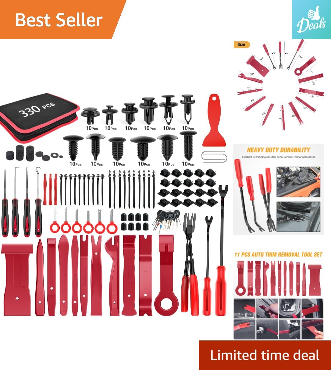Ultimate 330-Piece Trim Removal Tool Kit – Multi-Functional & Portable Red Set