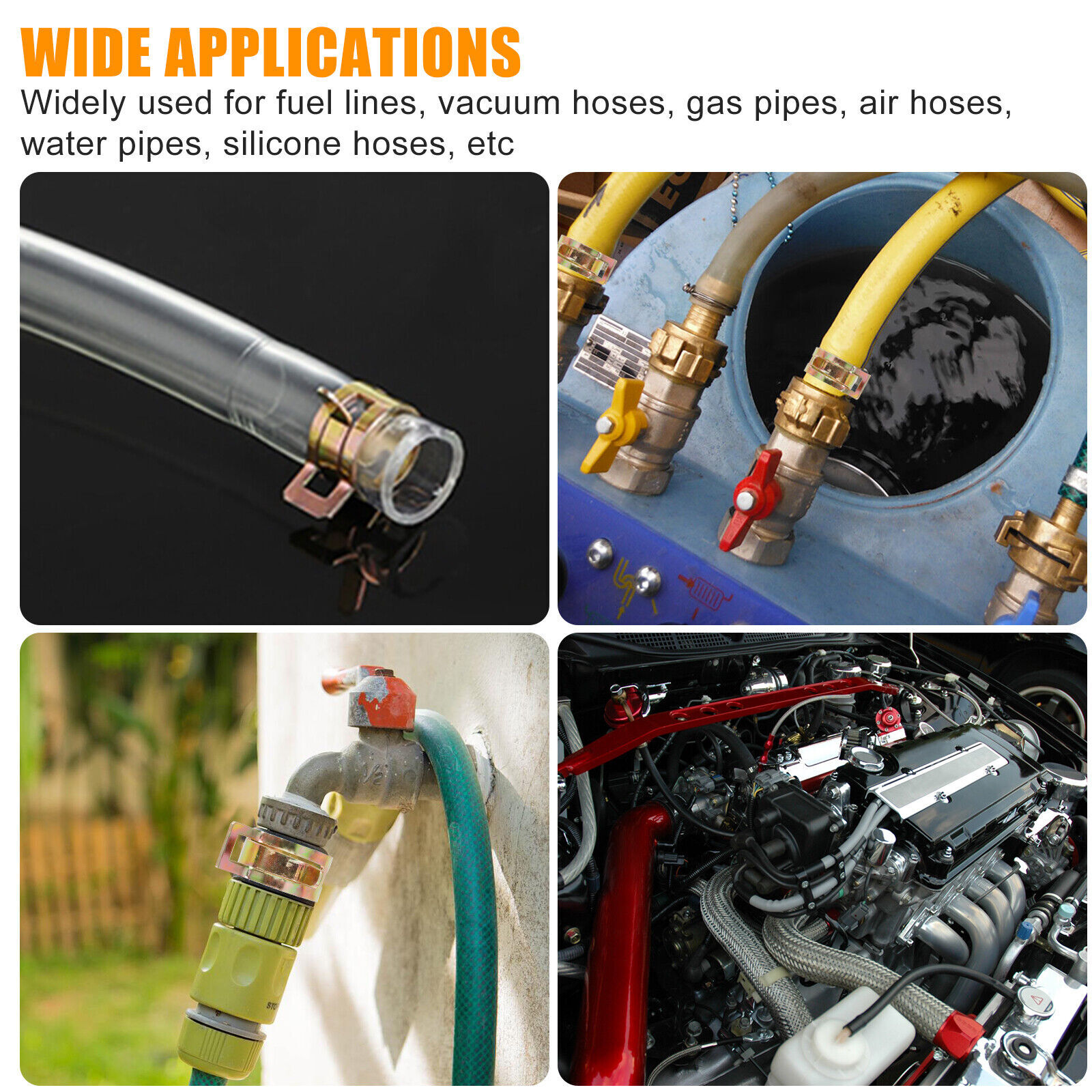 50PCS 6/8/9/10/12mm Spring Hose Clamp Plier Fastener Set Fuel Water Tube Clip US