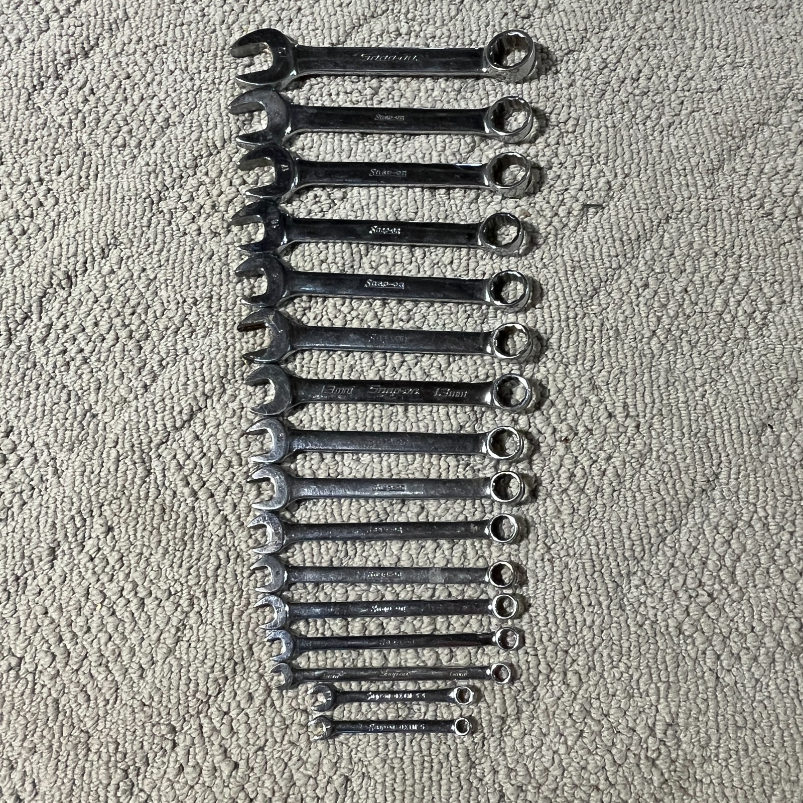 Snap On OEXM6-OEXM19 5-19mm 16 Piece 12 Point Metric Combination Wrench Set USA