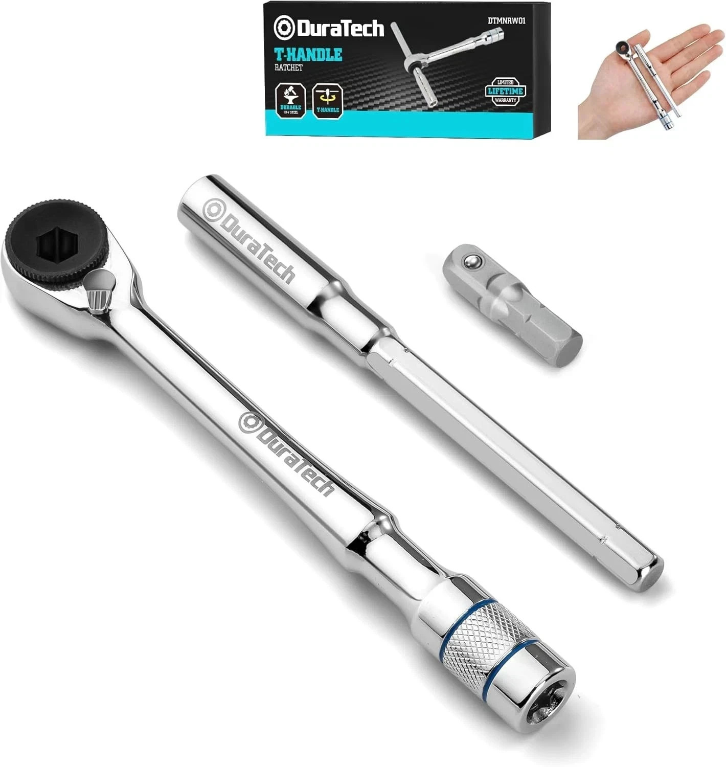 1/4 T-Handle Ratchet, Mini Ratchet Wrench with Hex Bit Extension Set, Compatibl