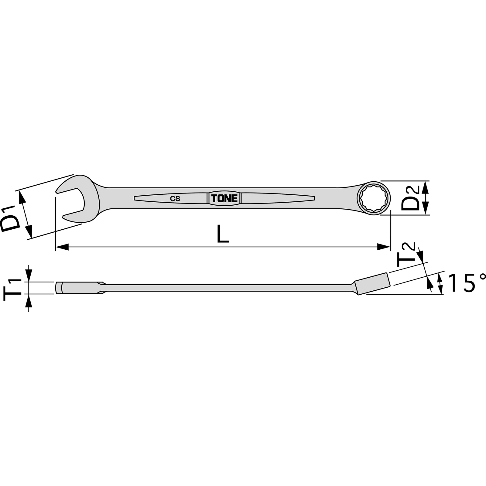 Tone CSB-10 5/16 inch 12-Point SAE Combination Wrench 126 mm Long