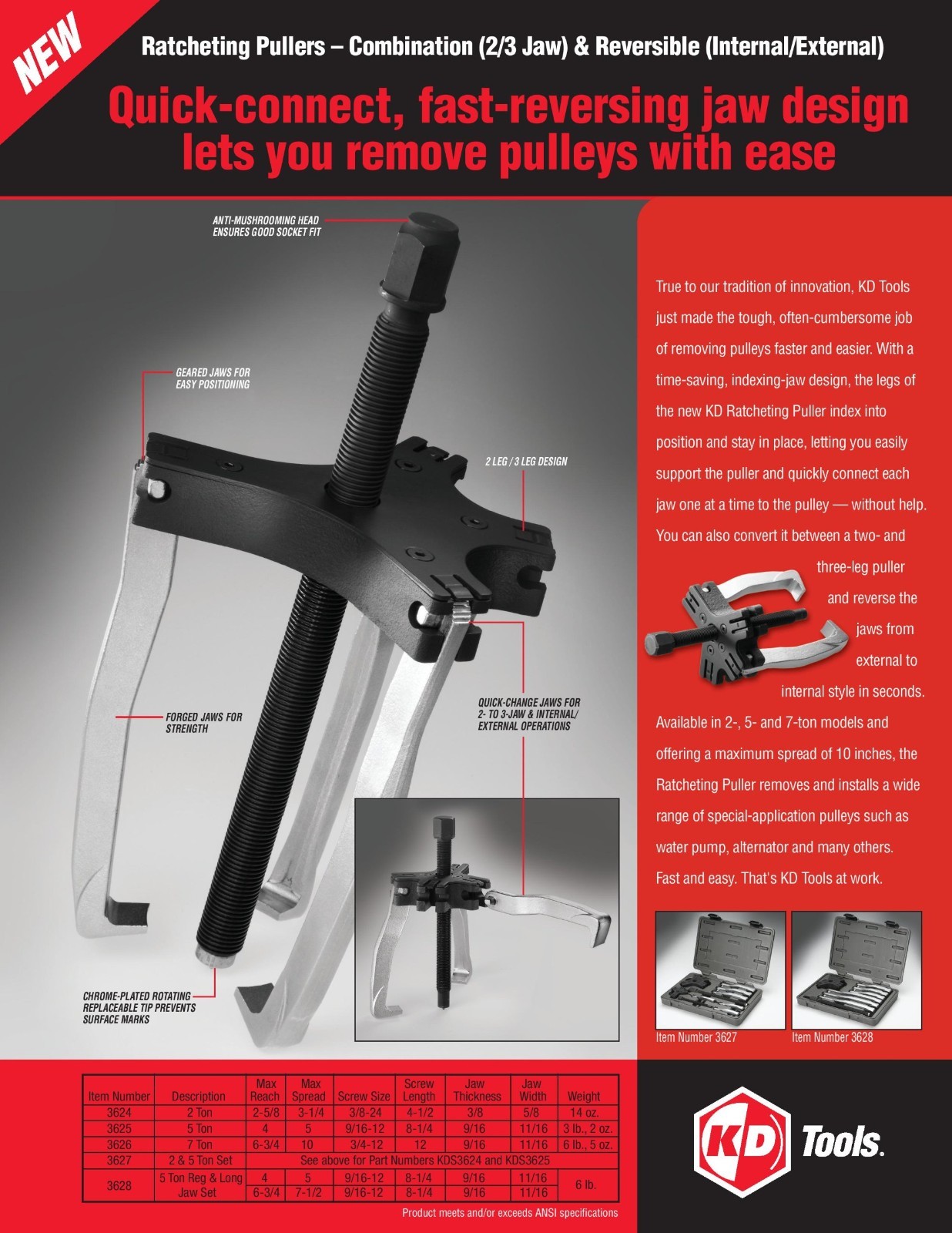 2/3 Jaw Internal/External Ratcheting Puller – 5 Ton Capacity, Heavy Duty Tool