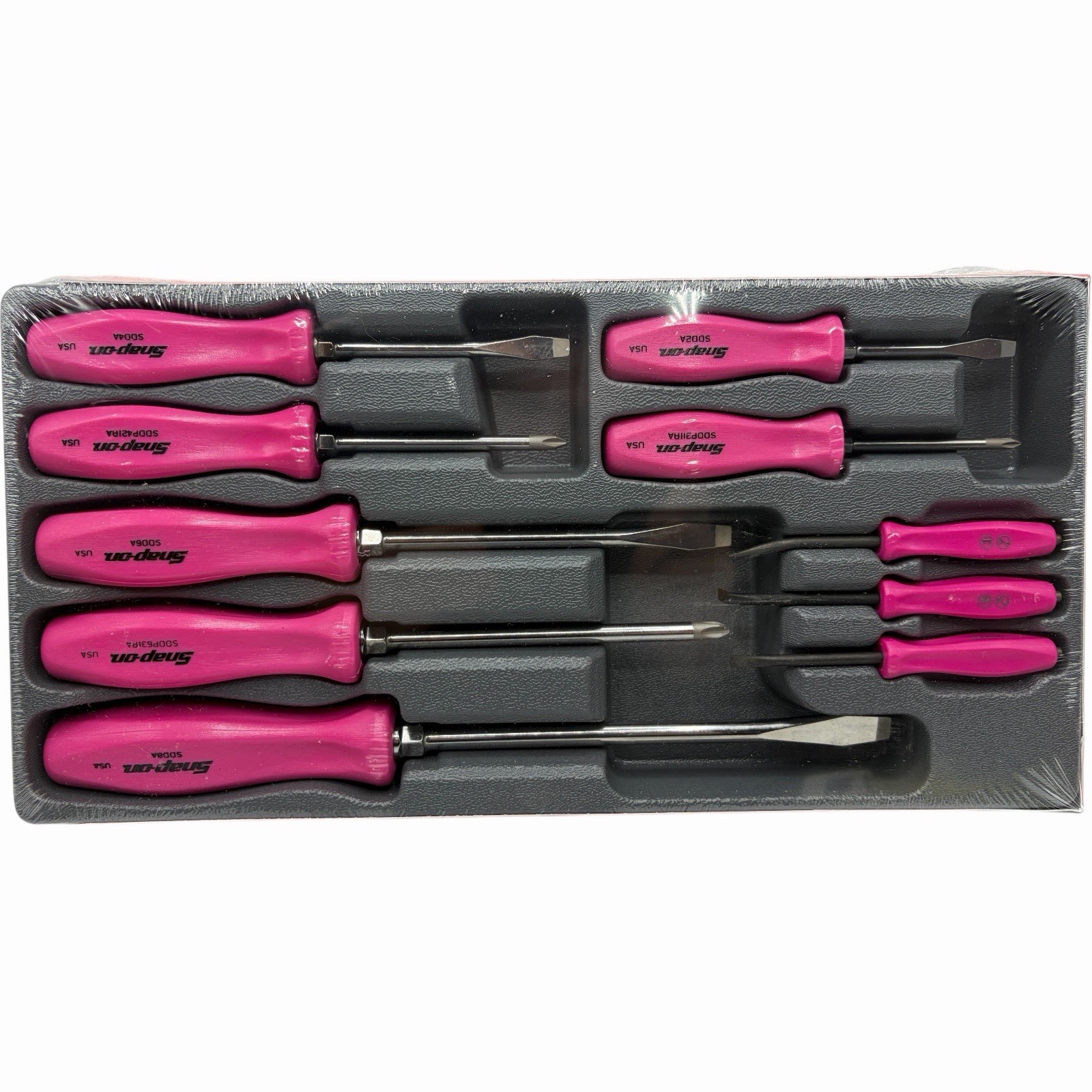 Snap On Tools Pink Hard Handle Combination Screwdriver Set SDDX70APP 7 Piece New