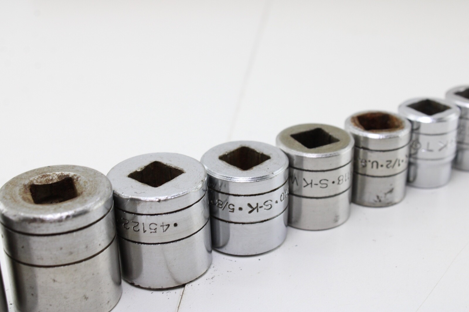 S-K Tools 45128-45112 7/8″-3/8″ 3/8″ Drive 9 Piece 12/6 Point Sockets Set USA