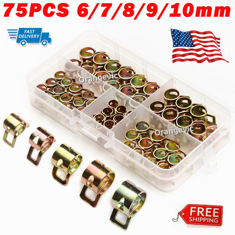 230/50PCS Spring Hose Clamps Fastener Kit Fuel Line Water Pipe Tube Clips+Pliers