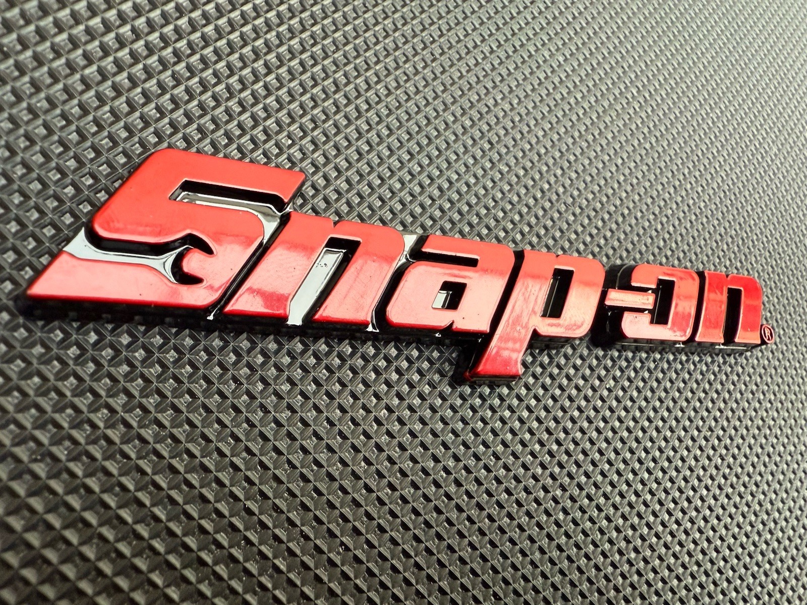 New Snap On LOGO 5” RED METAL Toolbox Roll Cab Badge Logo Emblem Sticker Decal