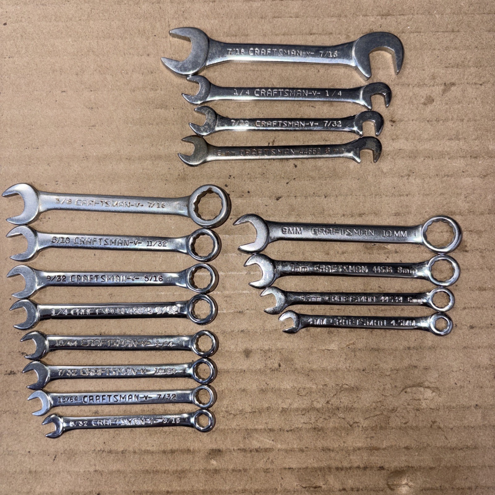 Vtg Lot Of 16 Craftsman Metric & SAE Midget Ignition Wrench Offset & Combinaton