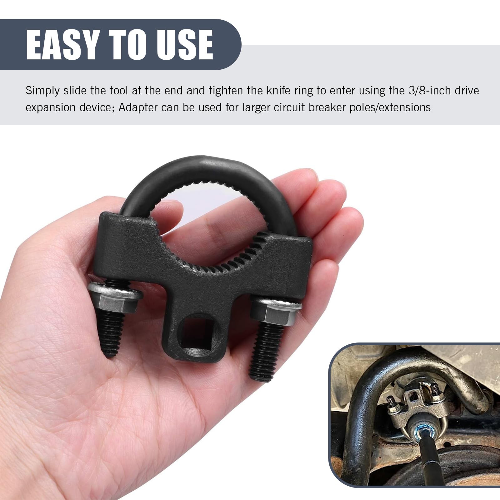 Black 1/2 Inch Drive Inner Tie Rod Removal Tool UShaped Tooth Wrench Fit
