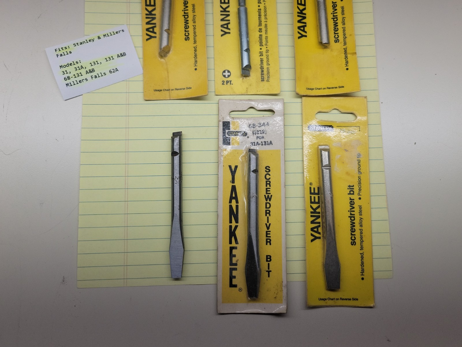 Stanley Yankee Screwdriver Bits #1 #2 #3 Phillips Flat 1 2 & 3 31 131 68-131 62A