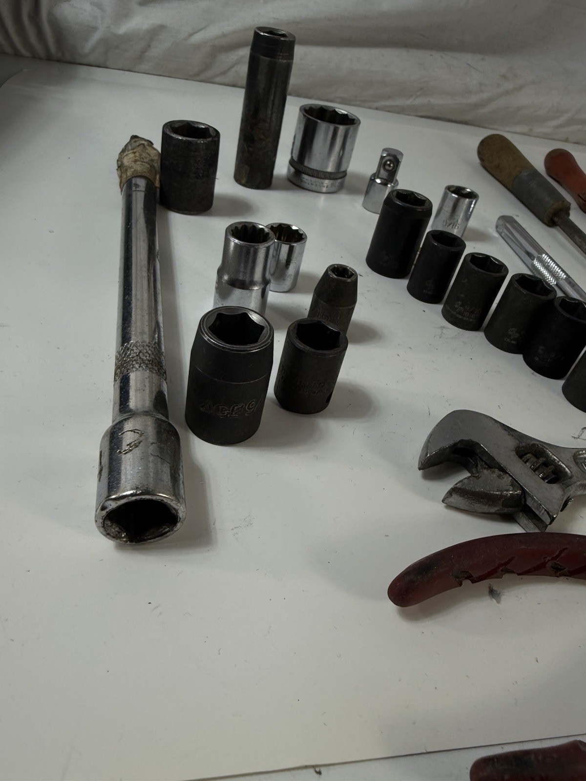 Lot Of 30 Mechanic Tools Sockets Wrenches Pliers Screwdrivers GP Ace Indestro
