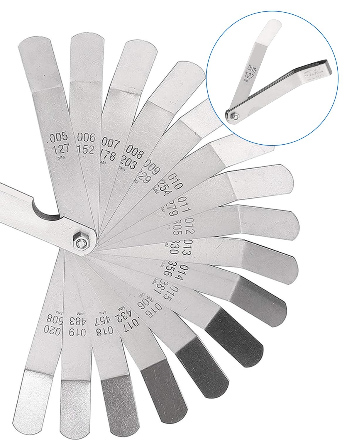 Feeler Gauges – 32 Blades Gauge Set Stainless Steel Dual Marked…