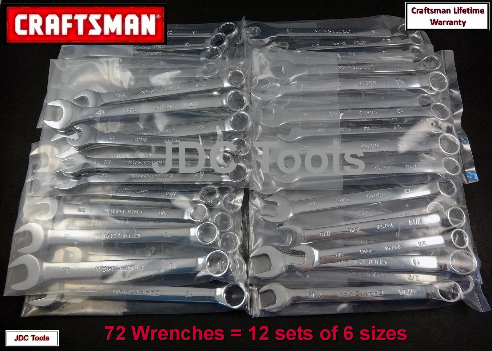 WHOLESALE LOT Craftsman 72 pc Combination Wrench Set Metric MM & Standard SAE