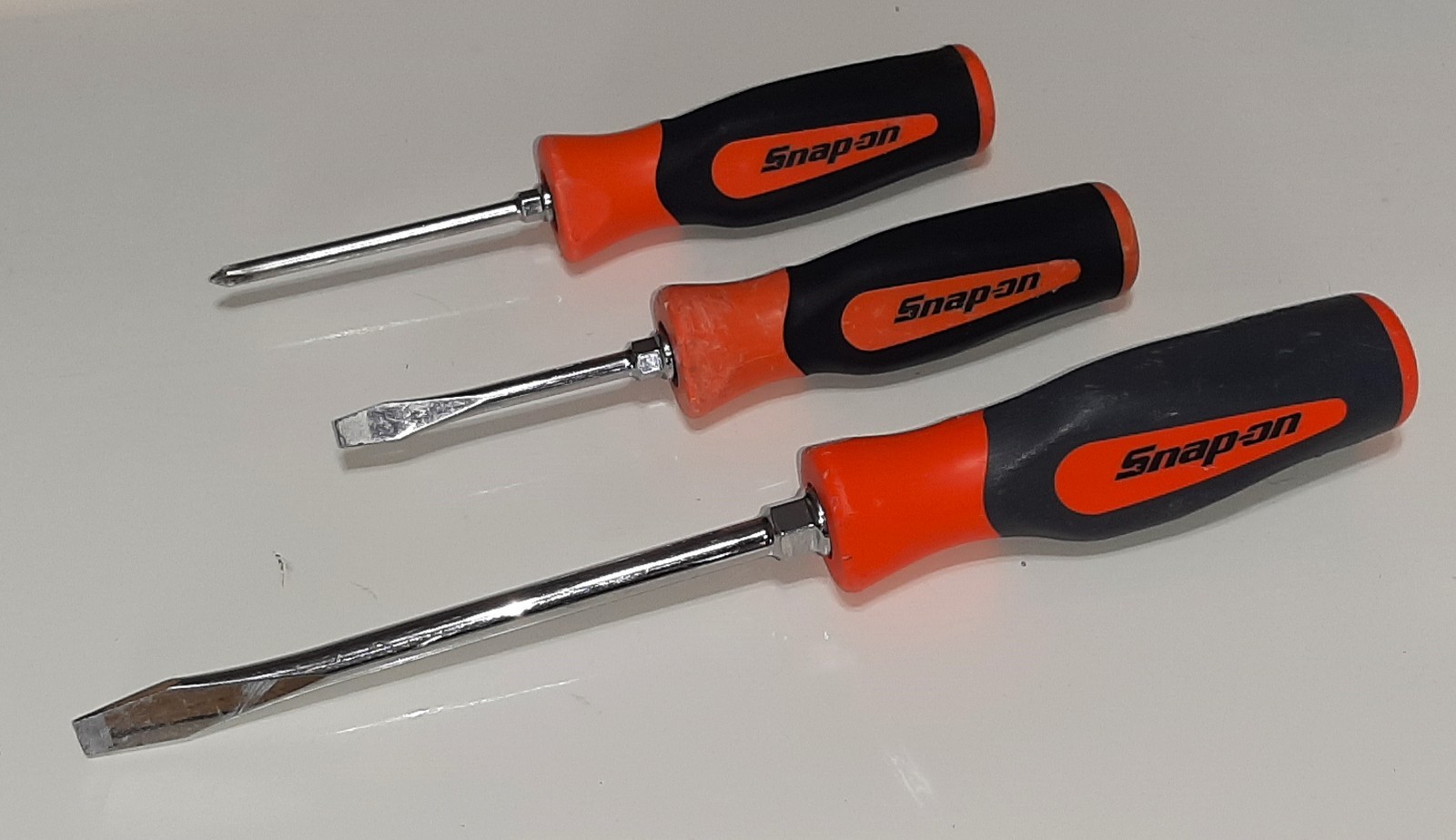 3 Snap-On Tools Instinct Orange Soft & Hard Grip Screwdriver Phillips & Flat Tip