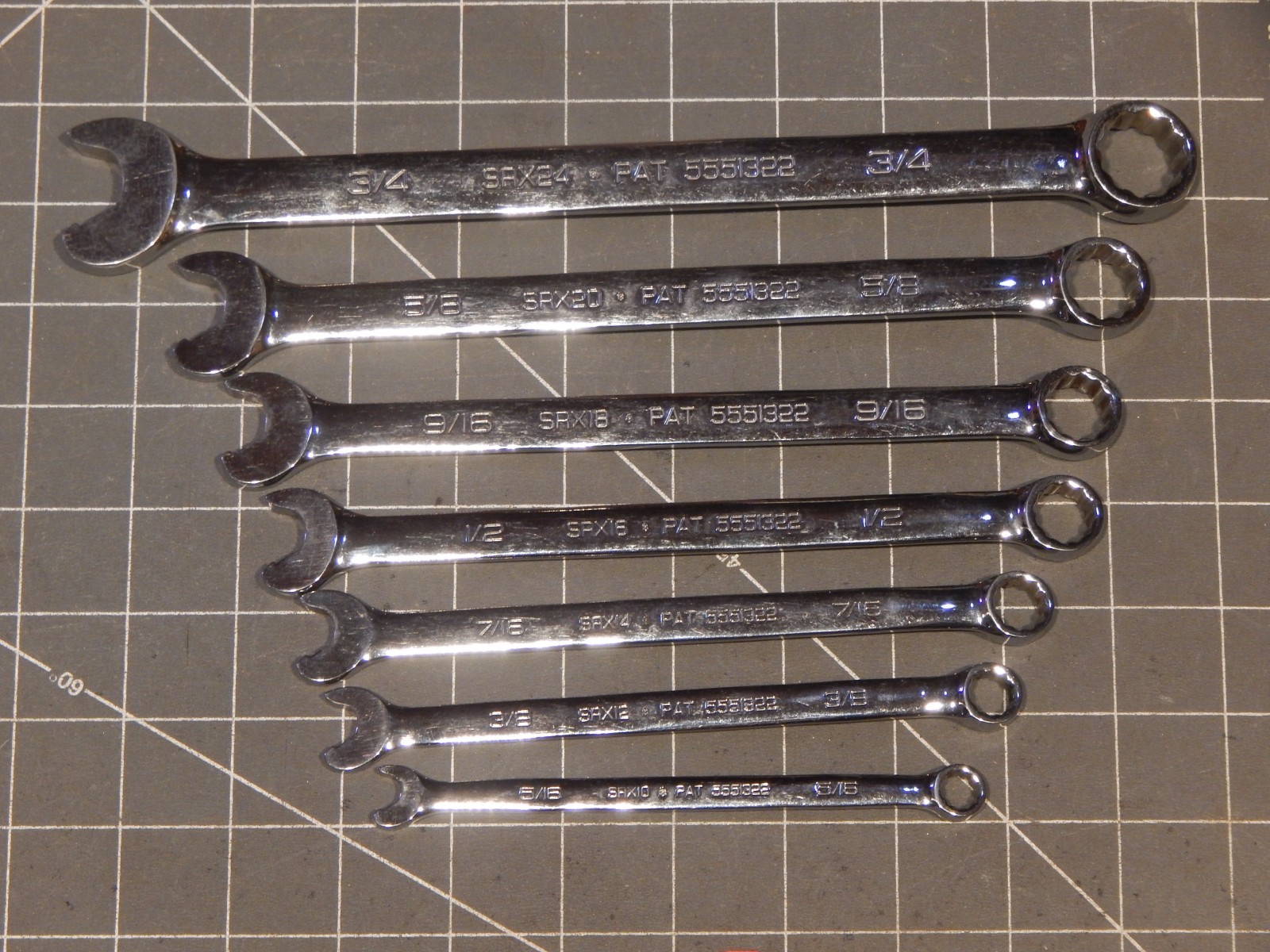 Snap On 7Pc SAE Speed Combination Wrench Set 5/16″ 3/4″ 12Pt SRX NO 11/16
