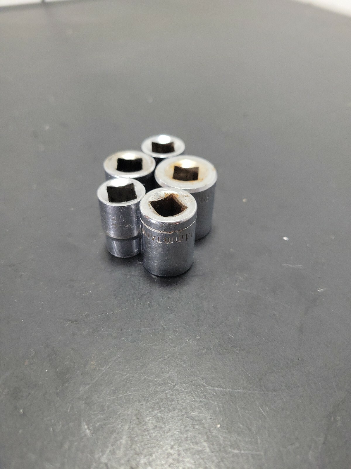 Lot of 5 Shallow Sockets 10mm 12mm 14mm 17mm Metric 3/8″ Drive 12 Point