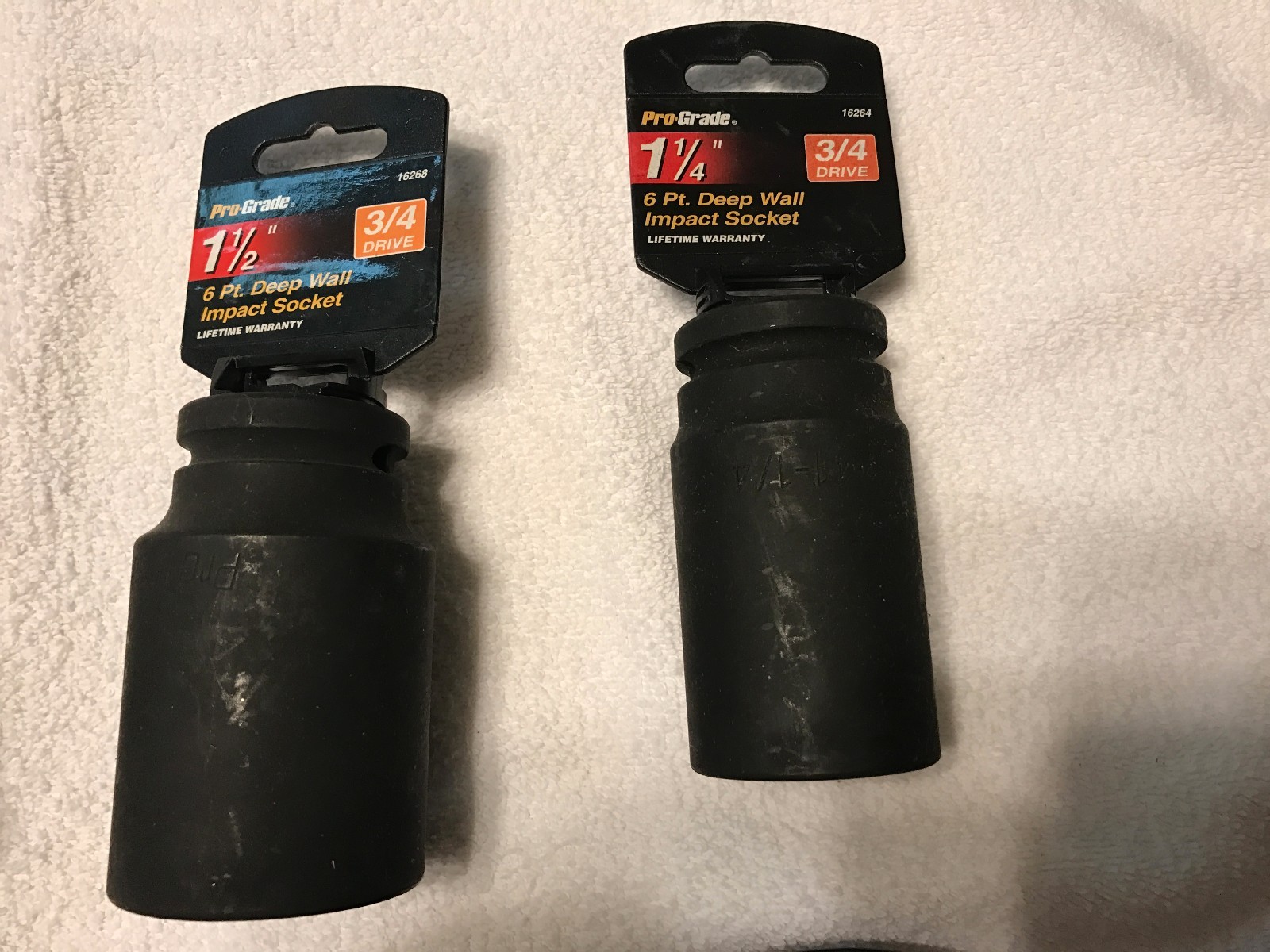 Pro-grade 3/4 drive impact sockets 1 1/2,1 1/4,1 1/8,1 1/16, 1 deep & short well