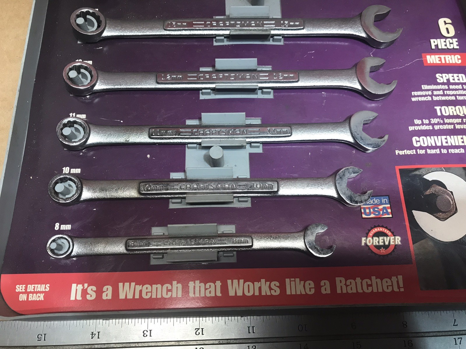 Craftsman Tools USA 42357 Metric 6pc Quick Speed Wrench Set 8mm to 14mm
