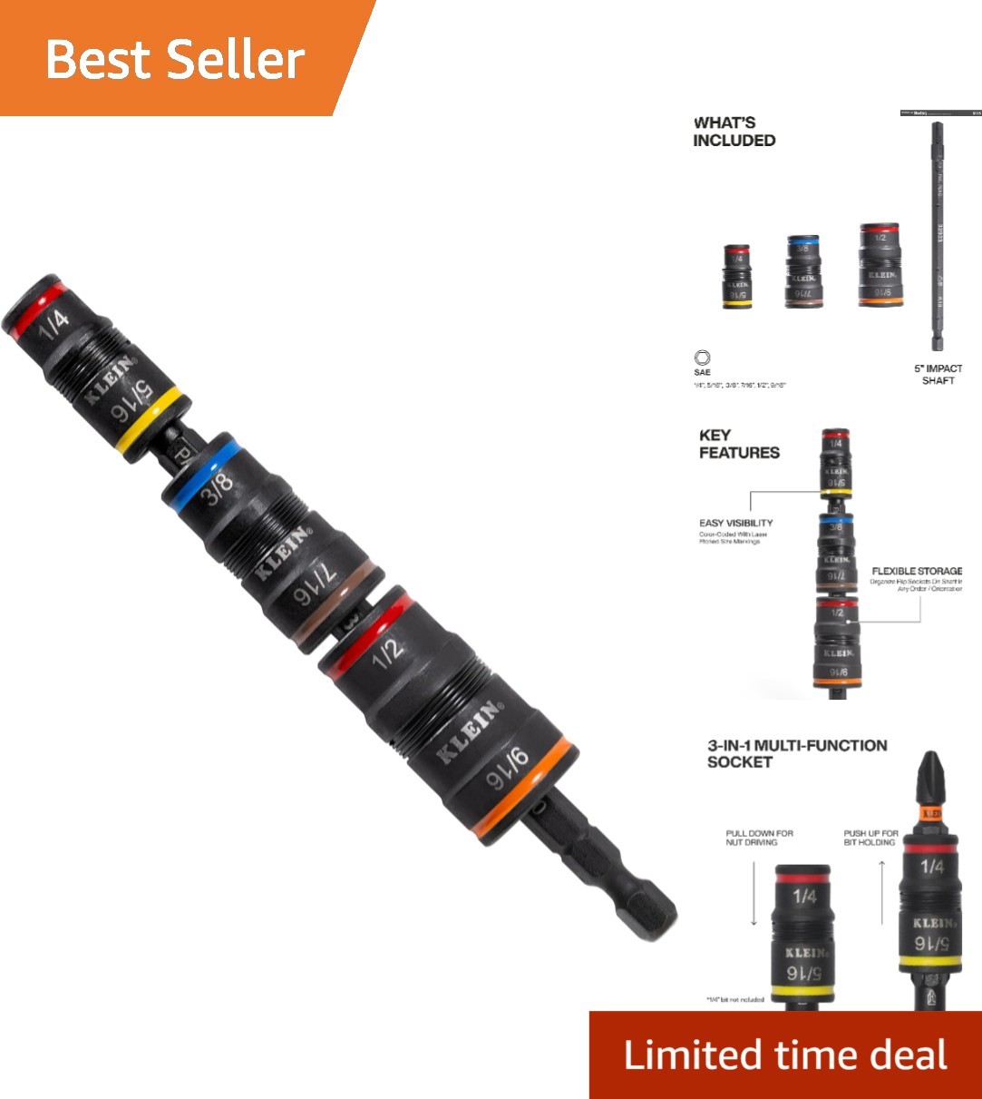 Professional-Grade 7-in-1 Impact Socket Set – Flip Sockets & Magnetic Retainer