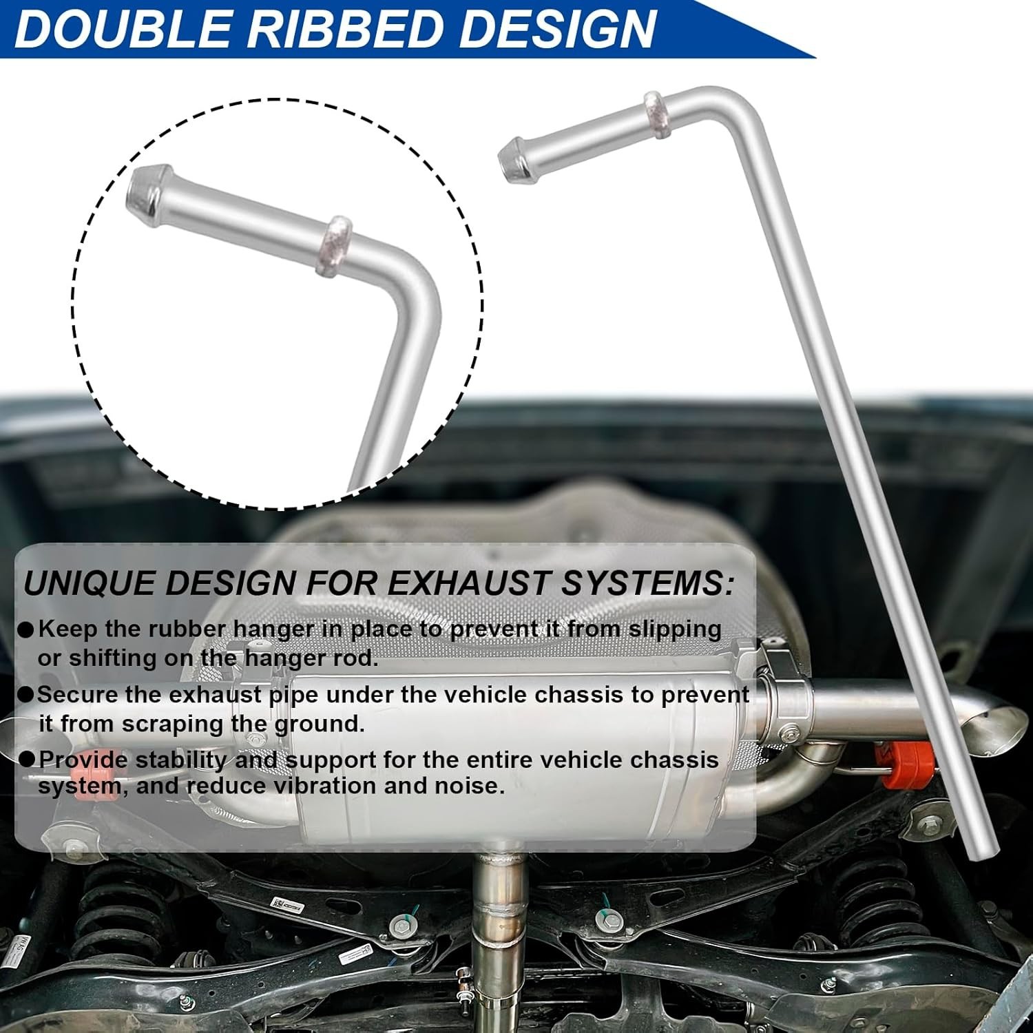 Universal Exhaust Hanger Rod 4Pcs 10 Long 304 SS Muffler Hanger Bracket