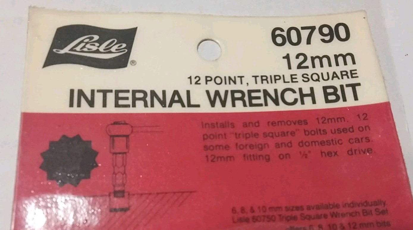 60790 LISLE USA MADE 12MM 12PT TRIPLE SQUARE INTERNAL WRENCH BIT USA 🇺🇸