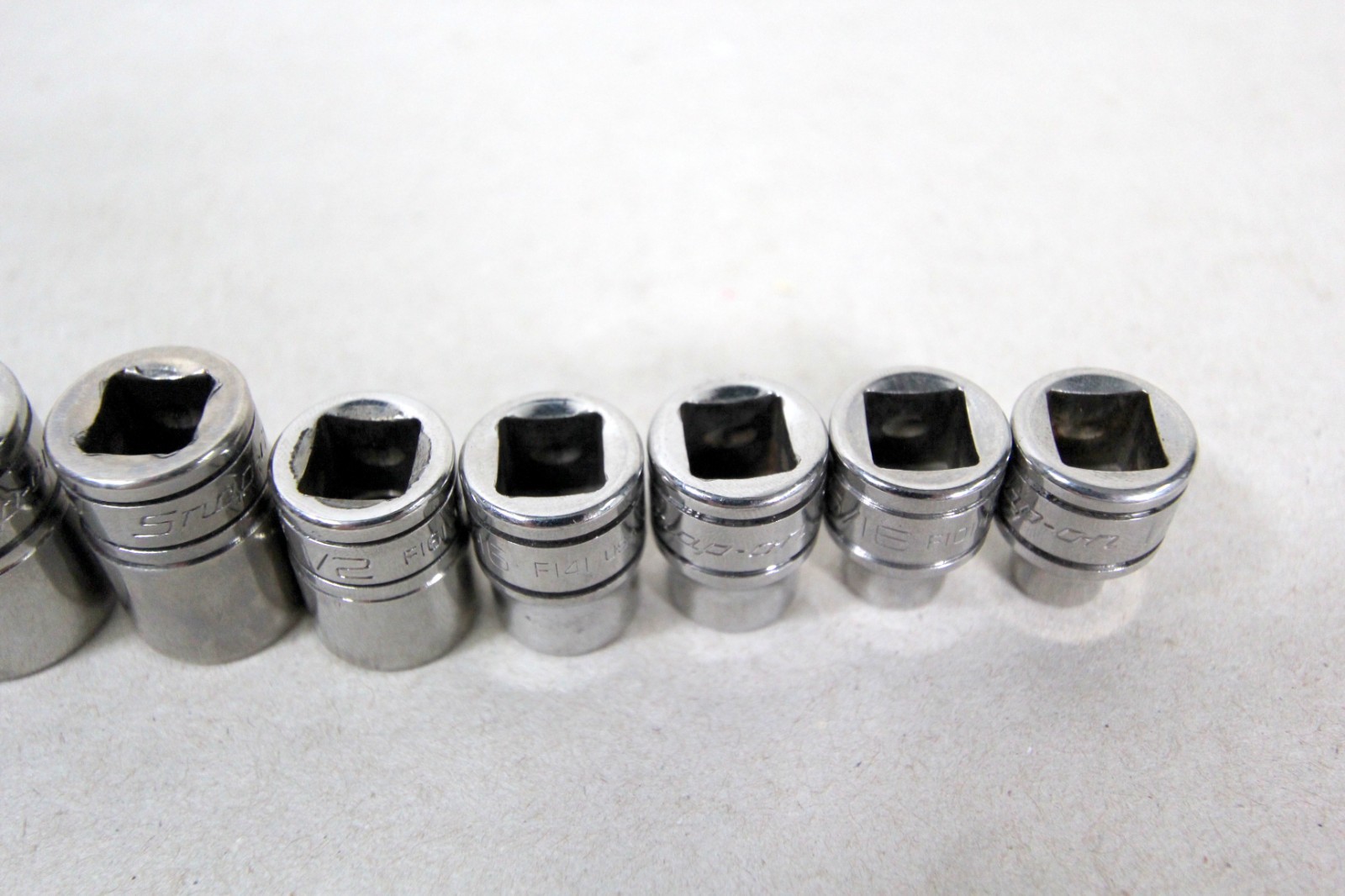 Snap-on F081 – F281 3/8″ Drive 12 Point 11 Piece SAE Chrome Set SEE DESC