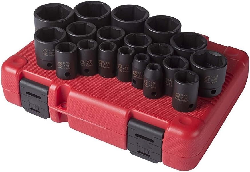 Durable 1/2″ Drive 19-Piece Impact Socket Set – Radius Corners, Heavy-Duty Case