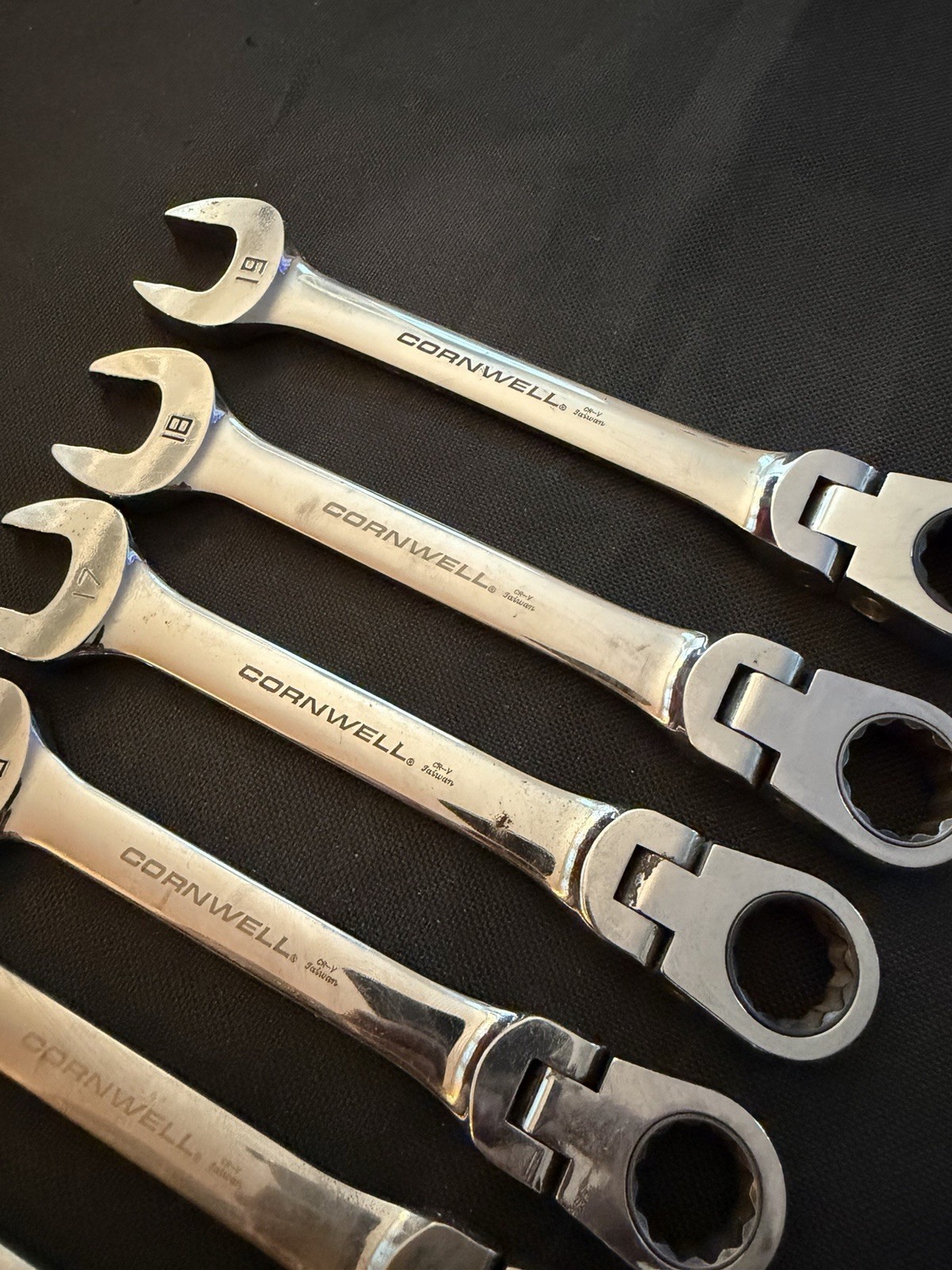 Cornwell Tools Metric Flex Ratcheting Combination 9 Piece Wrench Set CRW12MSFA