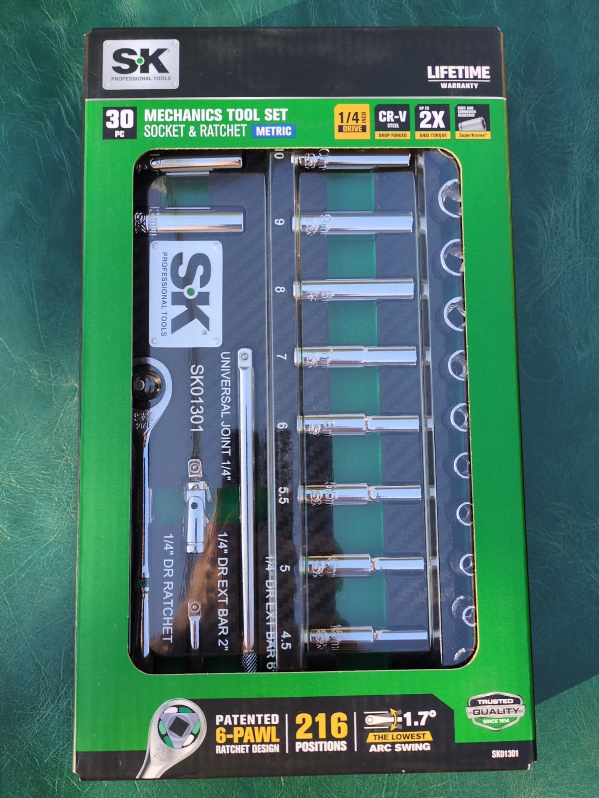 SK Professional Tools 30 Piece 1/4″ Drive METRIC Socket Set New LifetimeWarranty