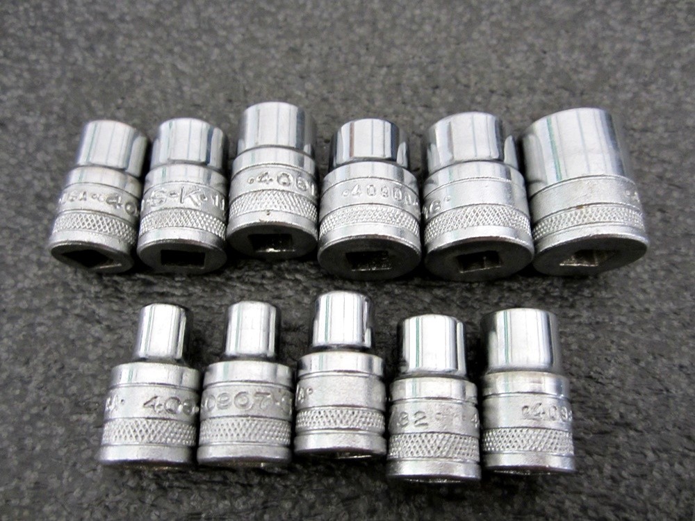 Vintage S-K Tools 1/4″ Drive 6pt 8pt SAE 14pc Socket Set Metal Case 4916 SK USA