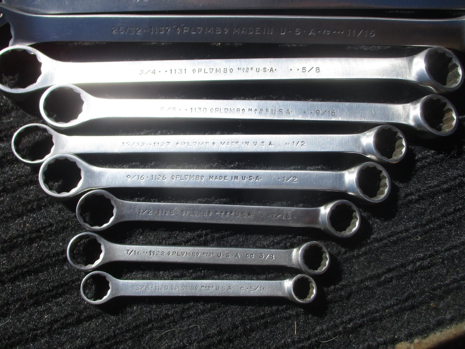 Plomb, Plvmb polished Box Wrench set 5/16 to 1 3/8, 1100 series