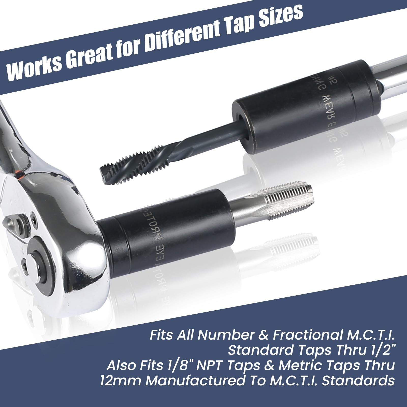 8pcs Tap Socket Set, 1/4″ & 3/8″ Drive Adapters, Fits 1/8″ NPT & Metric Taps