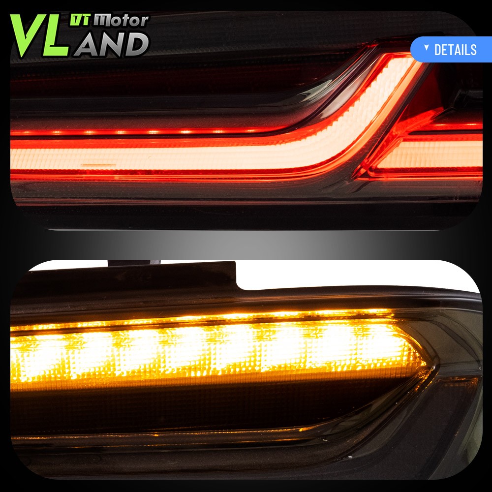 Set VLAND LED Tail Lights For Chevy Camaro 2016-2018 DRL FULL Smoked Sequential