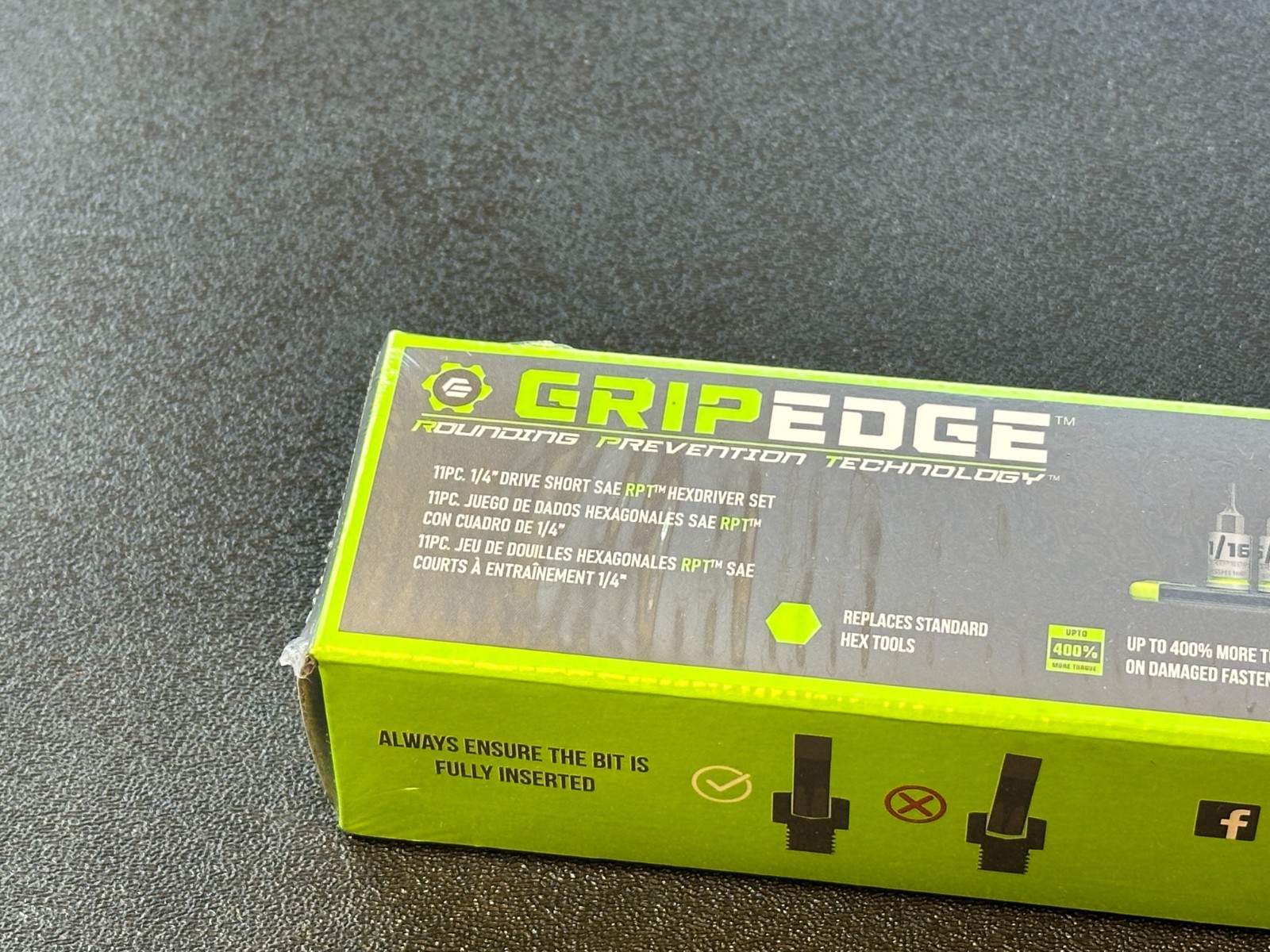 GripEdge GE11ASSHSRPT 11pc 1/4″ Dr. Short SAE RPT Hex Driver Set, 1/16″ – 9/32″