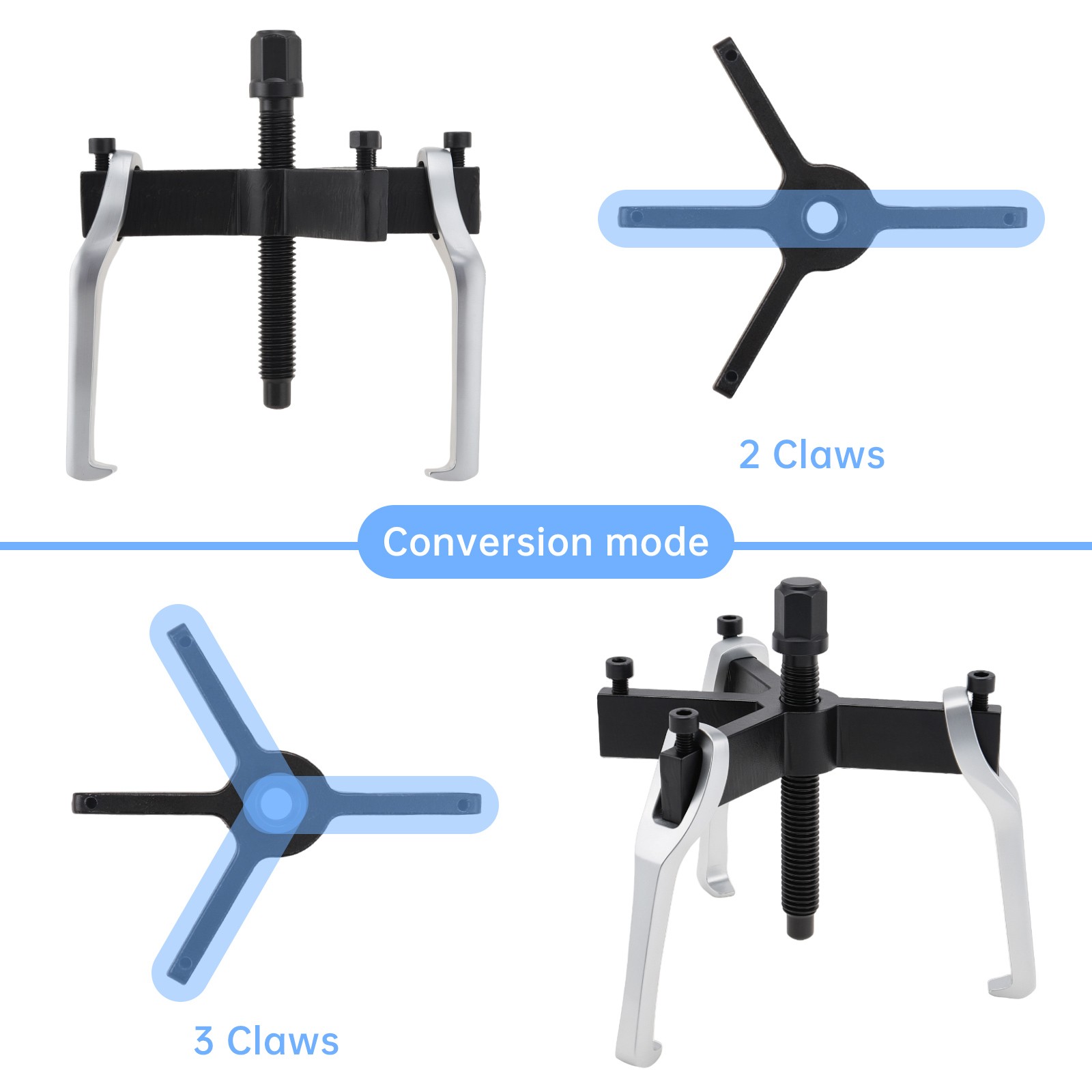 4 Inch Adjustable 3-Claw Bearing Puller for Flywheel Pulley/Gear Bearing Removal