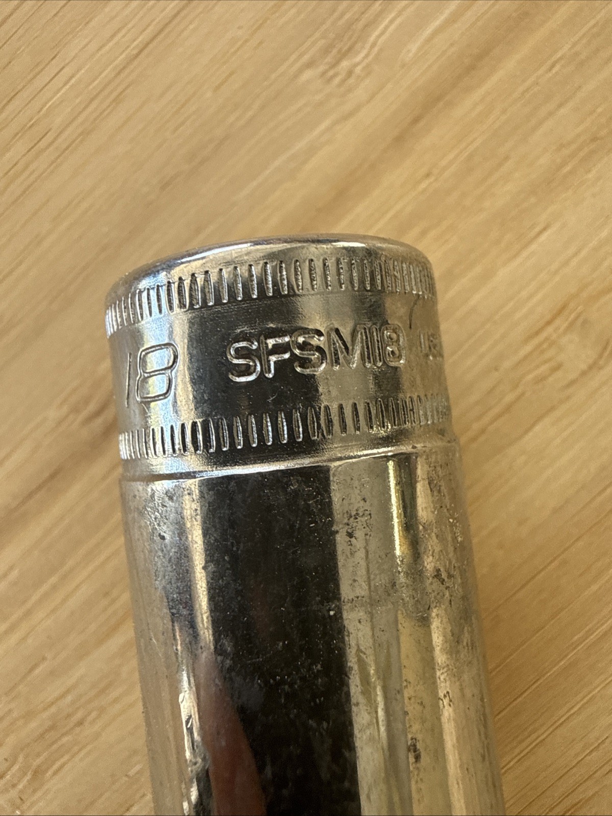 Snap On 3/8″ Drive 18MM 6PT Metric Deep Chrome Socket USA SFSM18
