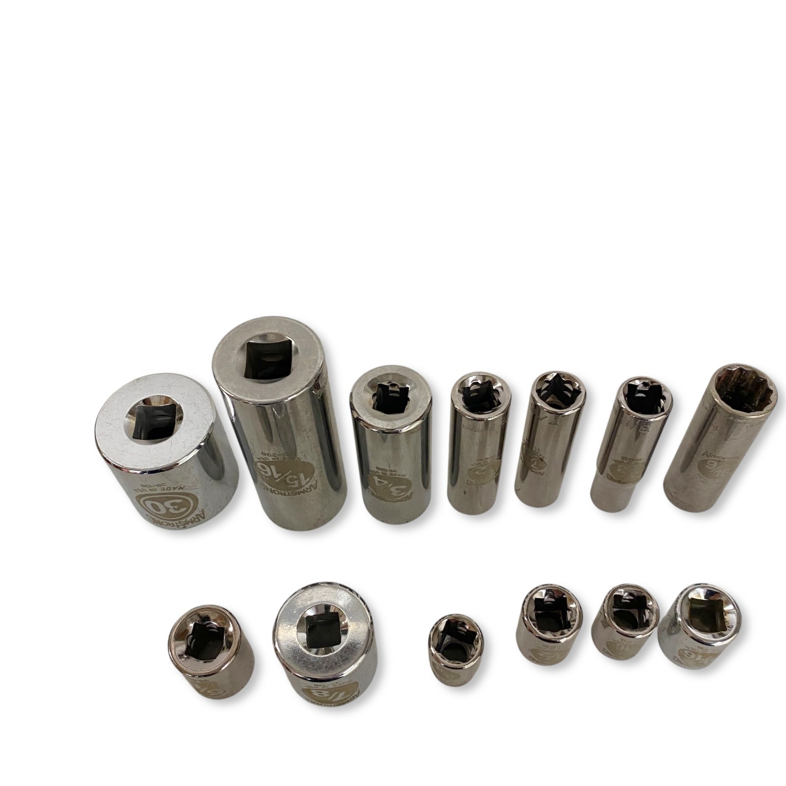 Armstrong USA Socket Set, 6-Point & 12-Point Mixed, Deep & Standard, 13 Pieces