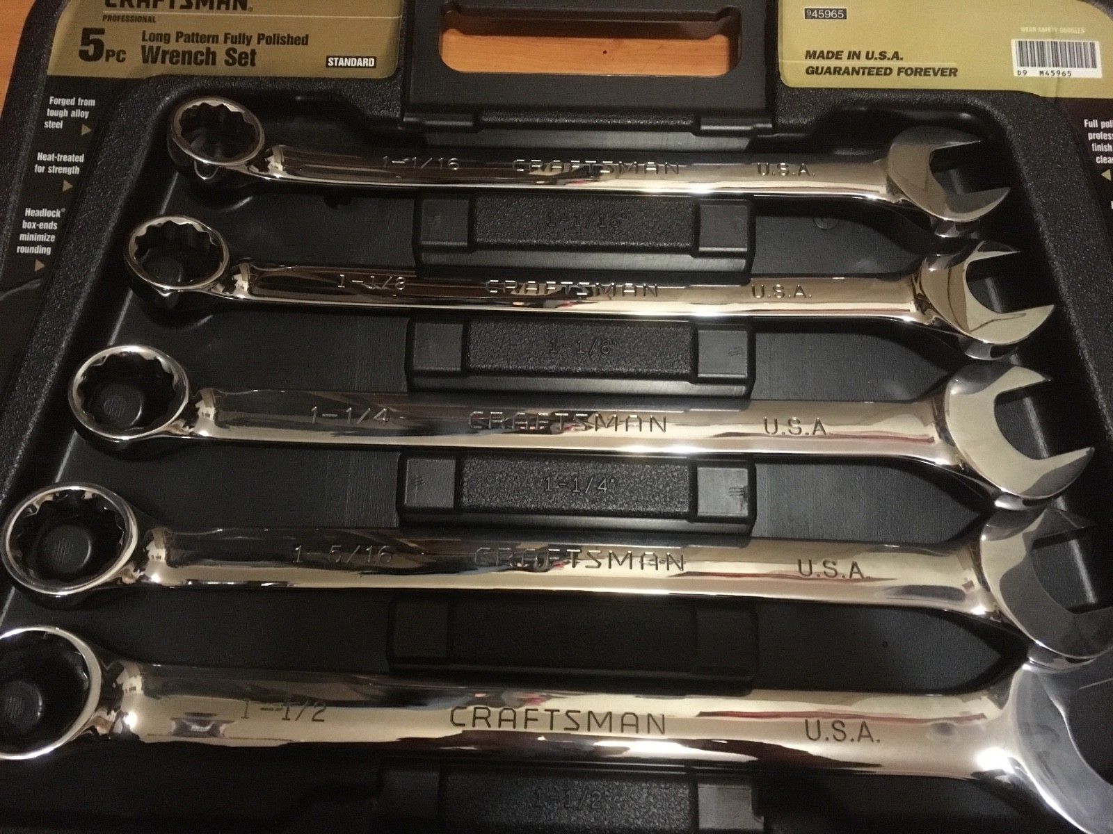 Brand new Super Rare Craftsman USA Professional Polish Long 5 pcs SAE wrench set