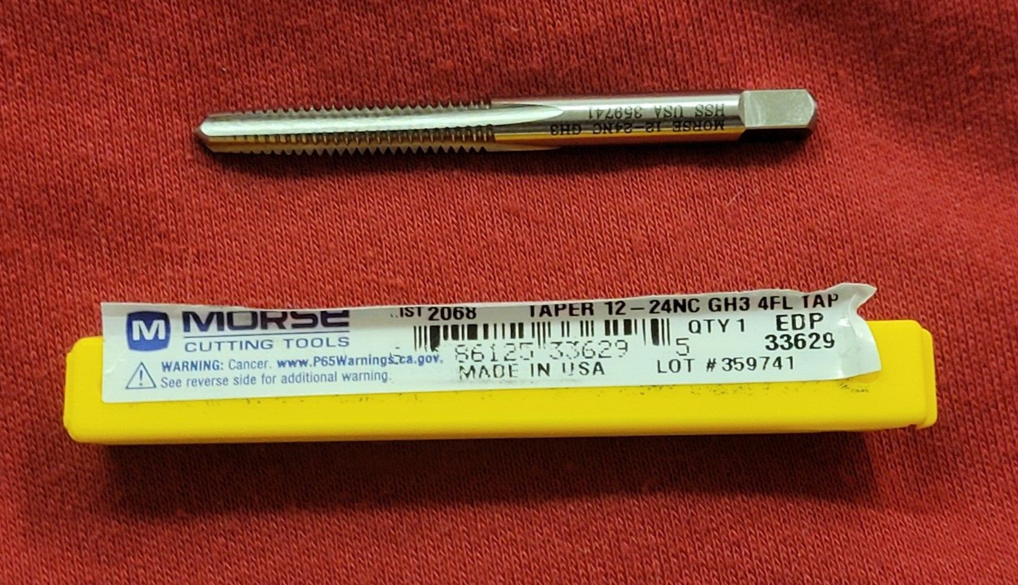 12-24 NC Taper Starter Hand Tap Morse MT3733629 4 FL USA