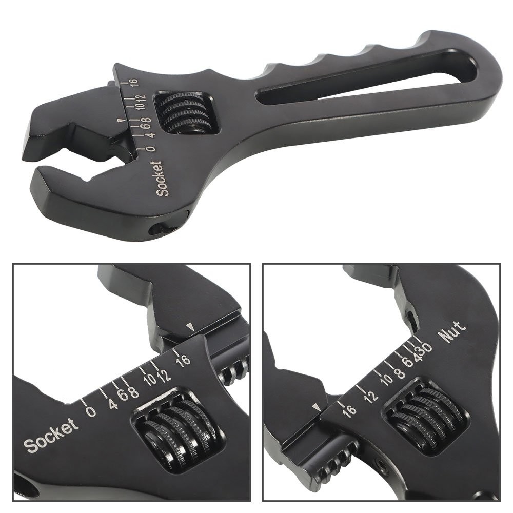 Fits For Hose End Fitting Black Aluminum 3AN-16AN Adjustable Wrench Tool Spanner