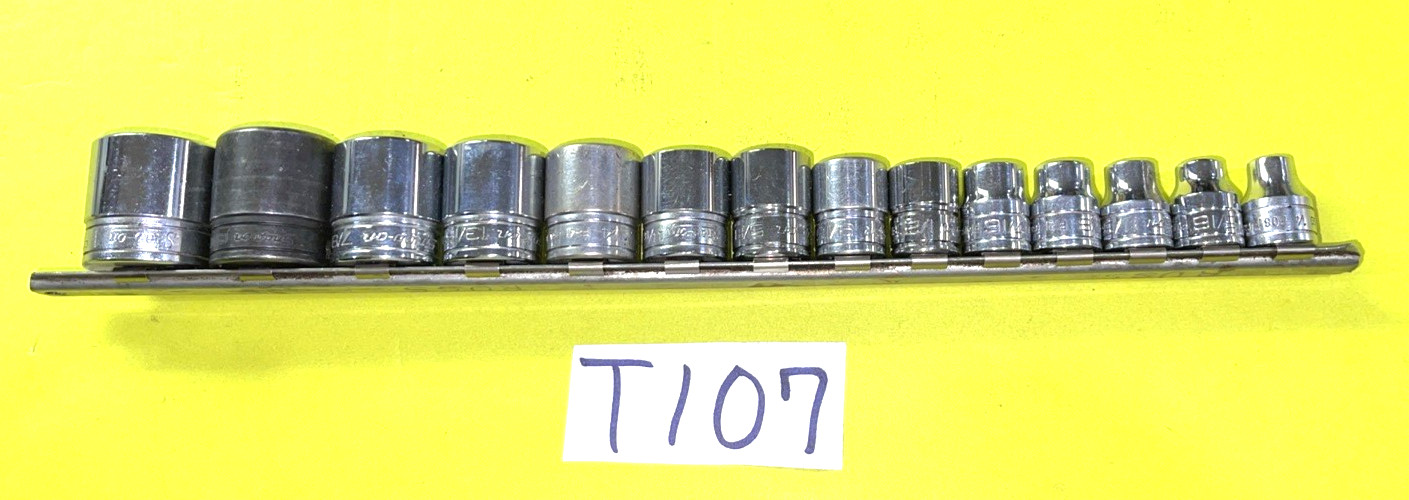 SNAP-ON TOOLS 14 PIECE 3/8 DRIVE SAE. SHORT CHROME SOCKET SET 12-POINT