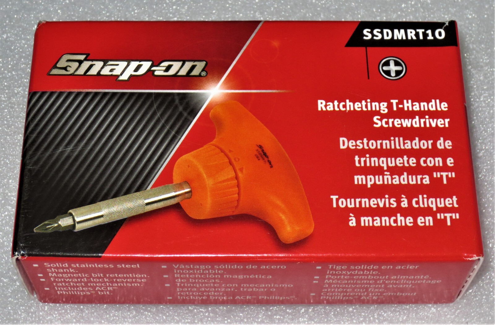 *NEW* Snap-on T-HANDLE Ratcheting Screwdriver, STUBBY ~ SSDMRT1O *ORANGE* NIB!