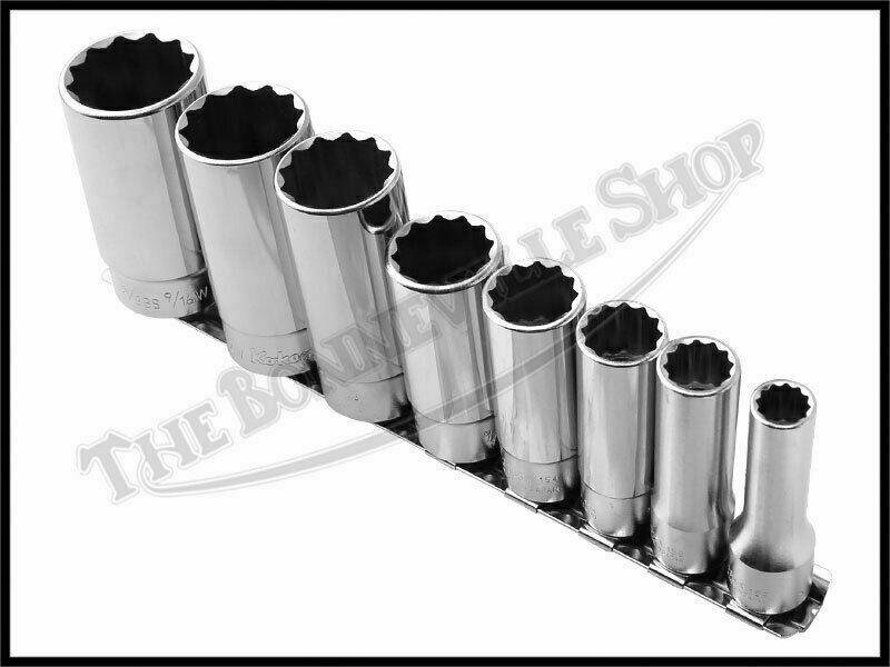 TRIUMPH BSA WHITWORTH DEEP 12 PT 8 PC 3/8″ DRIVE SOCKET SET KOKEN PN# TBS-0532