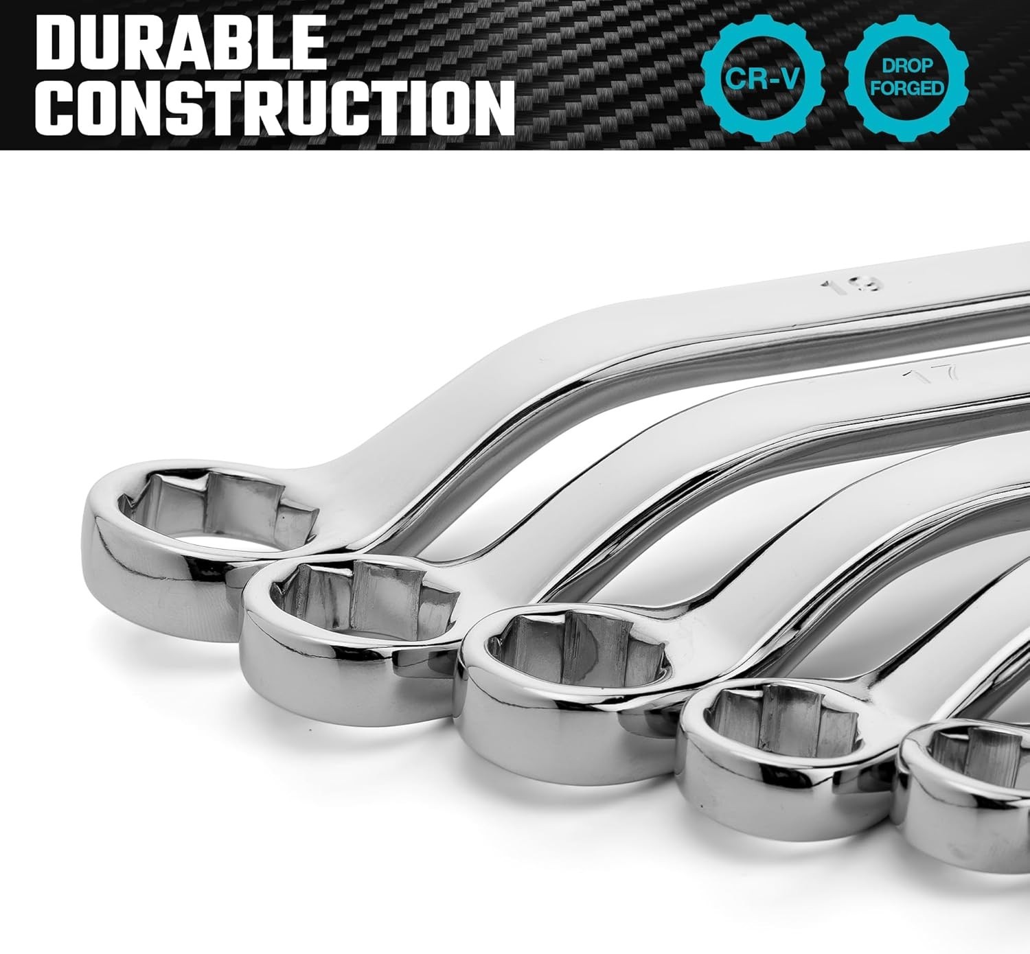 Piece Box Wrench Set, Anti-slip, Metric, 6-19mm, CR-V Steel