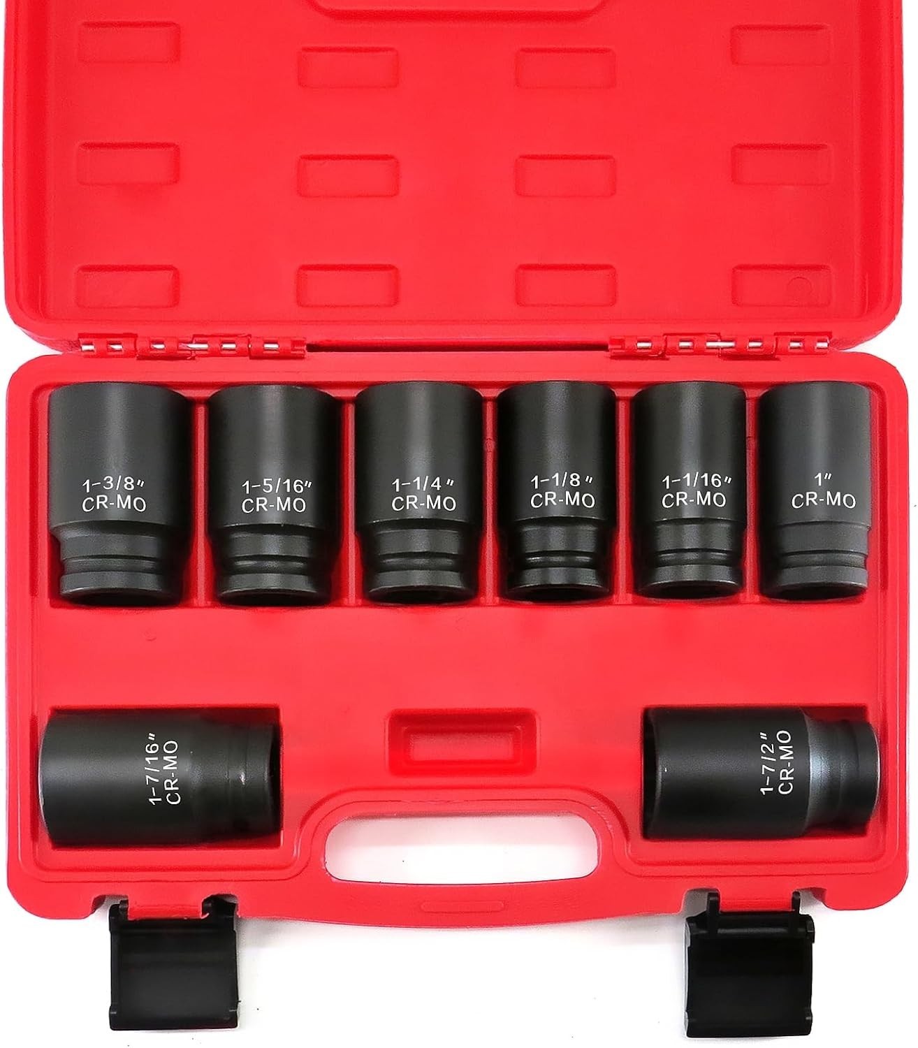 3/4 Inch Drive Deep Impact Socket Set,6-Point,SAE1″to 1-1/2″,8 Pcs,Cr-Mo.Heav…