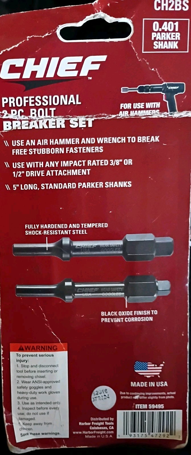 CHIEF CH2BS 3/8inch And 1/2inch Bolt Breaker Set 2 Piece -NEW