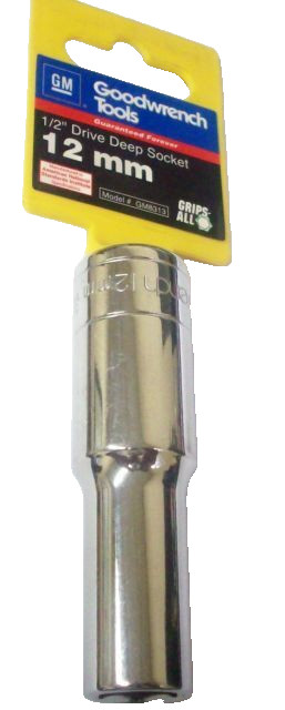 GM Goodwrench GM8313 Metric 12mm Deep Socket 6 Point 1/2″ Drive
